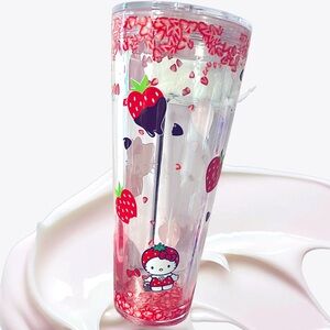Strawberry covered kitty cup